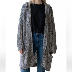 Free People Boradsands Charcoal Knit Cardigan